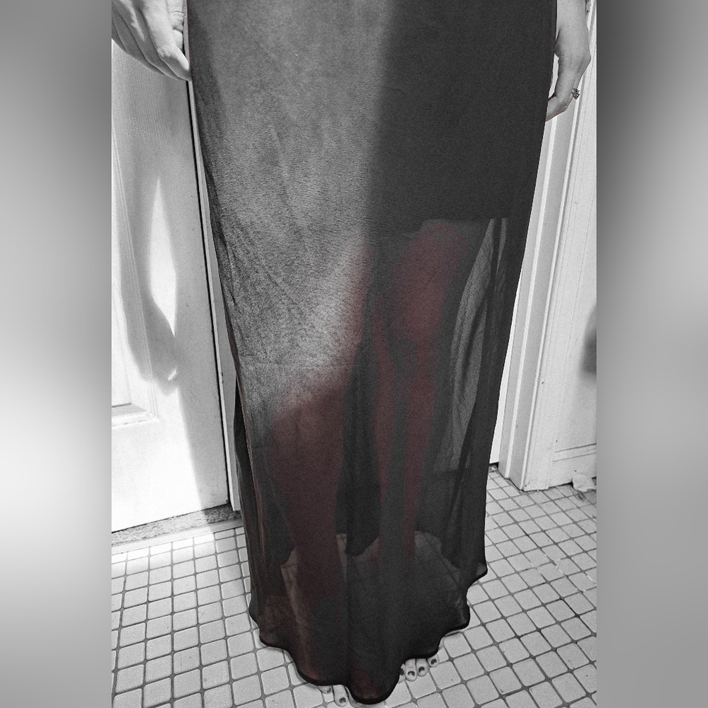 NWT SHEER Elegant Black Mini Dress With Long Maxi Sheer Sheath